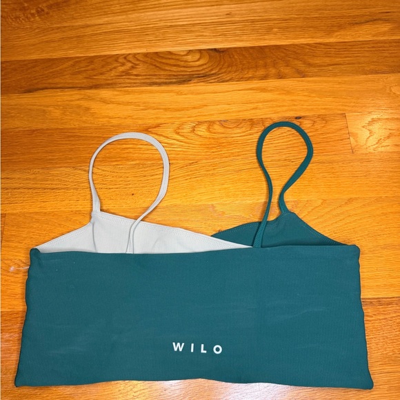 WILO Melbourne Asymmetrical Sports Bra Womens Large Green Ribbed Activewear - Picture 3 of 6
